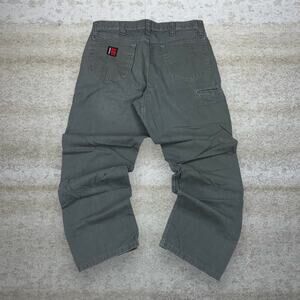 Vintage Y2K Wrangler Riggs Carpenter Pants 34x30 Baggy Wide Leg Fit Green